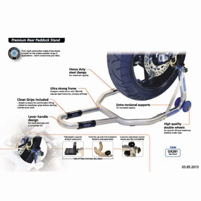 Oxford Premium Rear Paddock Stand (For Wheels upto 17'') 4 Oxford Premium Rear Paddock Stand (For Wheels upto 17'') - Image 2