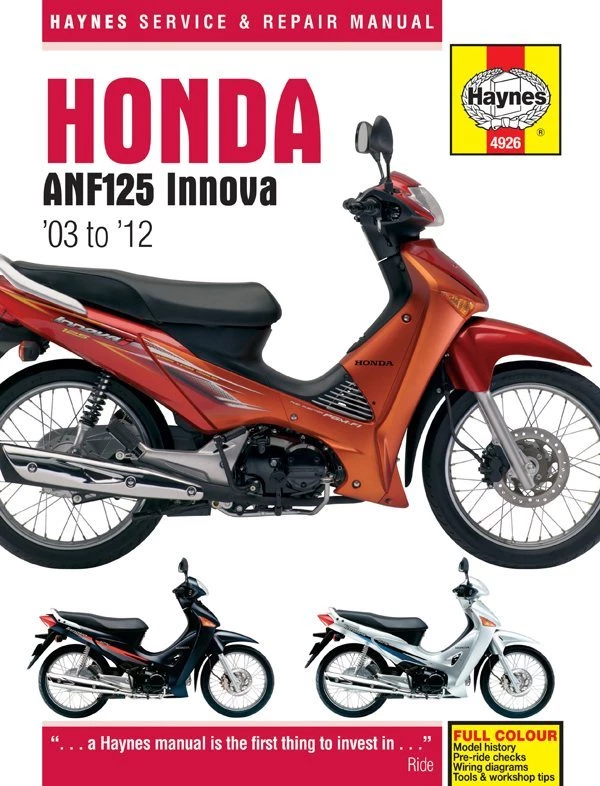 Haynes Manual 4926 Honda ANF125 Innova Scooter (03-11) 3 Haynes Manual 4926 Honda ANF125 Innova Scooter (03-11)